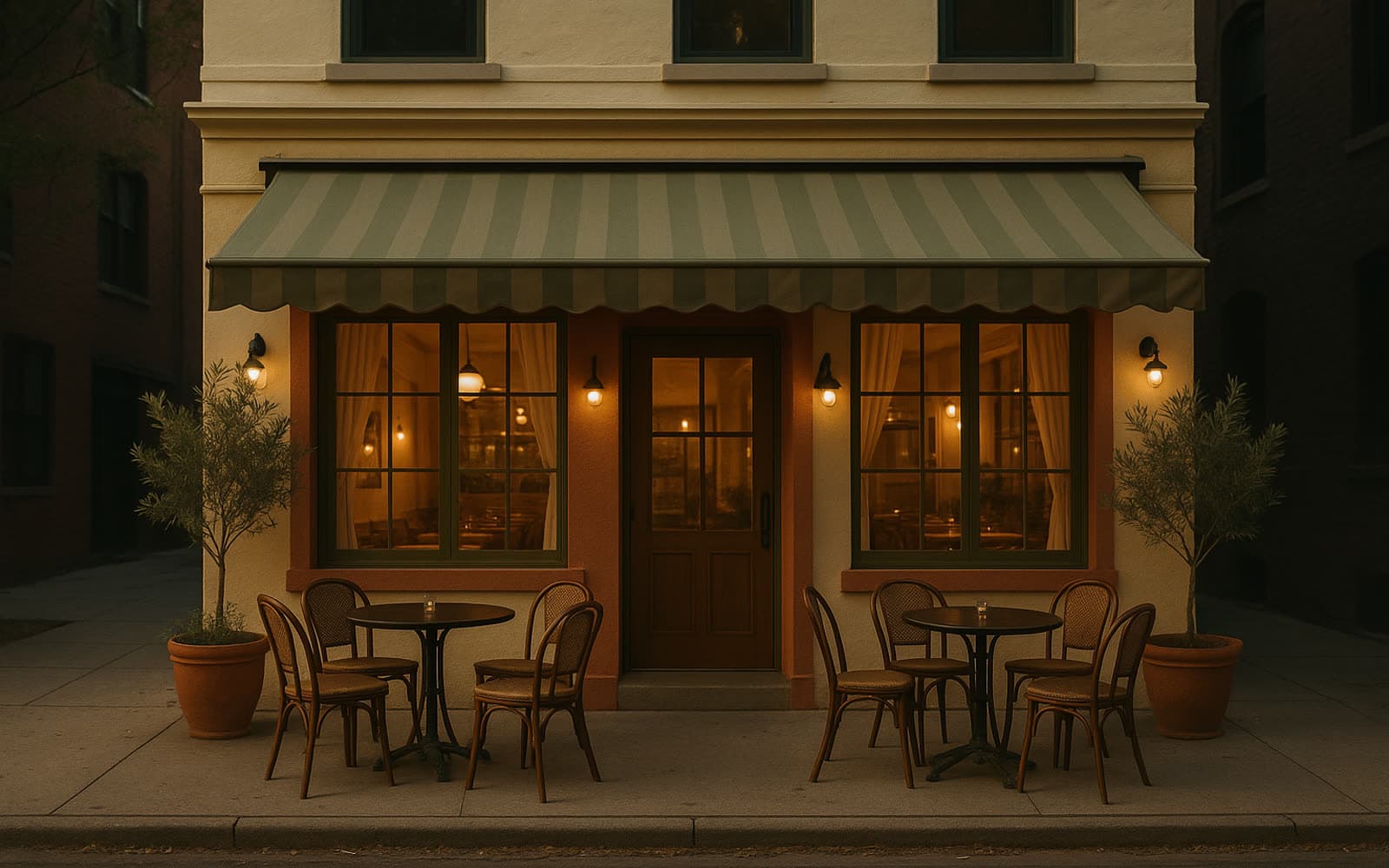 The Patio storefront and outdoor seating on a South Loop street